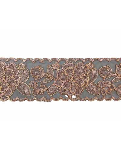 50 cm Passementerie Dentelle Organza Broderie Festonné Cloison Vieux Rose Haut 75 Mm