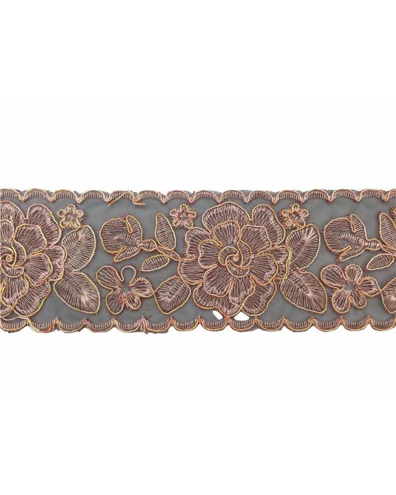50 cm Verzierungen Spitze Organza Stickerei gewellte Trennwand Antikrosa Höhe 75 mm