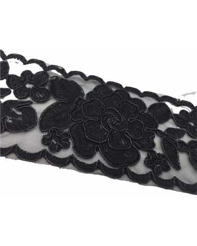 50 cm Spitze, bestickte Blumen, Trennwand, Basis aus Organza, Rebrodè, Höhe 7 cm