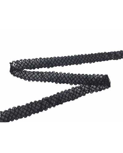 Pasamaneria Cubre Punto Tabique Trabajado Organza Negra Alto 15 Mm