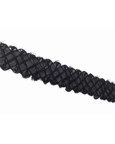 Pasamaneria Cubre Punto Tabique Trabajado Organza Negra Alto 15 Mm