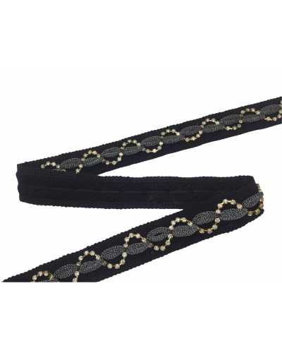 50 cm Besatz Rand Trennwand Draht Strass Organza schwarz hoch 25 mm
