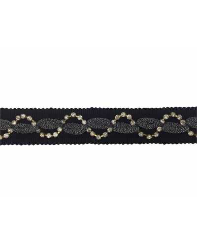 50 cm Besatz Rand Trennwand Draht Strass Organza schwarz hoch 25 mm