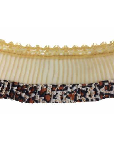 Besatz Plissè Organza Satin Spitze Leopard Gelbgold Höhe 75 mm