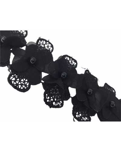 50 cm Verzierungen Blumen Makramee Georgette Perle hoch 45 mm
