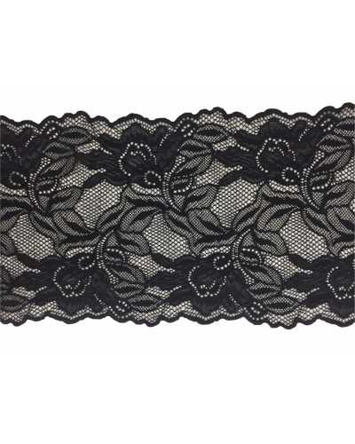 Trimmings Scalloped Lace Black Bielastic Tulle High Cm 16