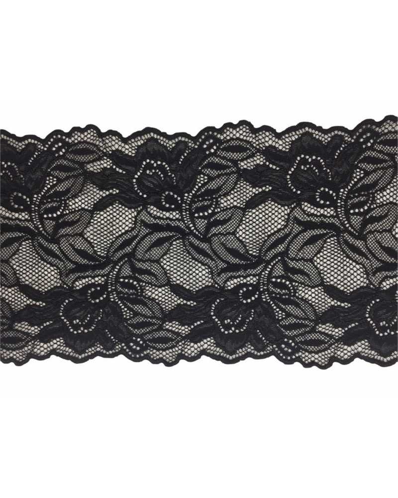 Trimmings Scalloped Lace Black Bielastic Tulle High Cm 16
