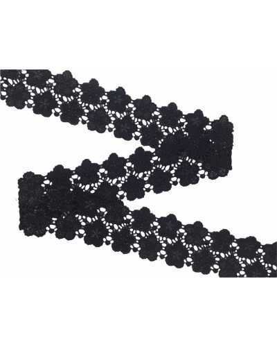 30 cm Verzierungen Spitze Makramee-Spitze Roselline schwarzer Lurexfaden 5 cm hoch
