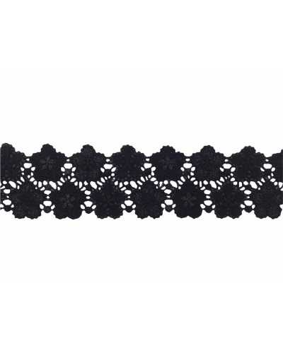 30 Cm Trimmings Lace Macrame Lace Roselline Black Lurex Thread 5 Cm High