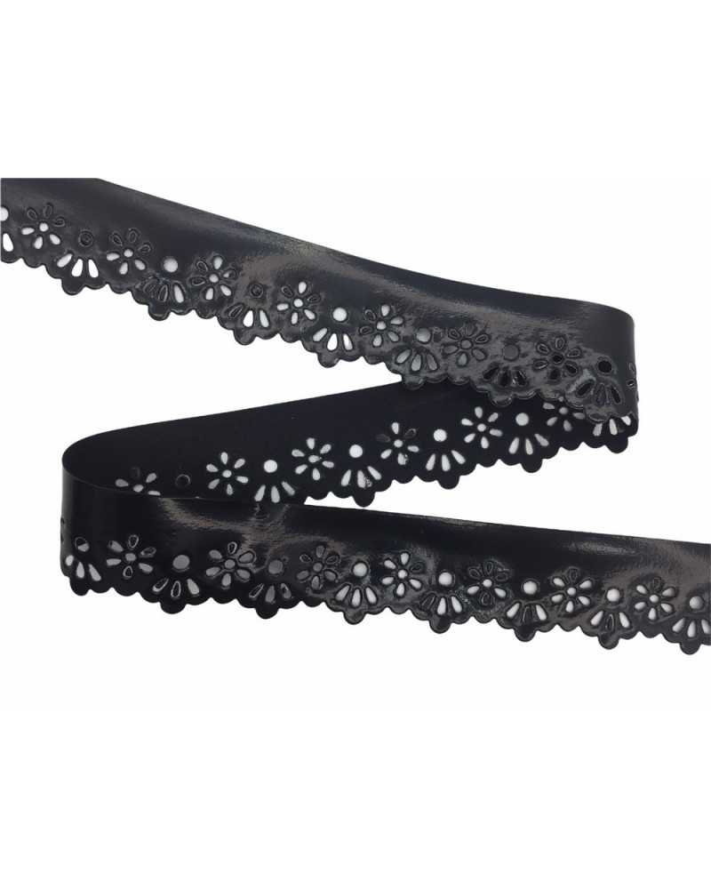 50 Cm Sangallo Lace Faux Leather Glossy Varnish 3 Cm High