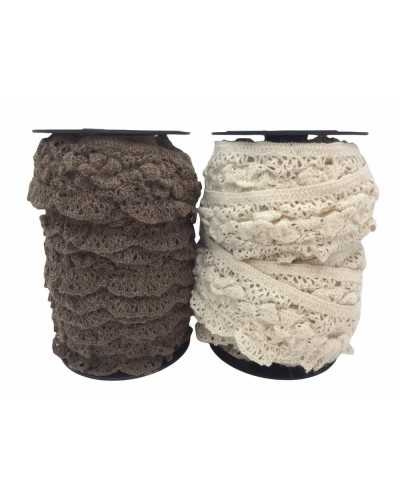 50 cm Besätze Spitze gemischte Wolle Grobstrick elastische Beige hoch 6 cm