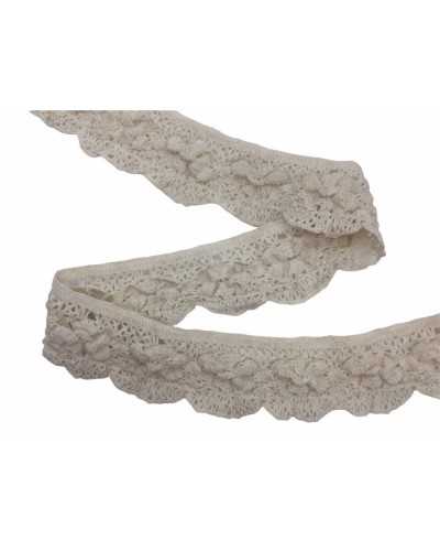 50 Cm Pasamanería Encaje Lana Mixta Groffed Elástico Beige Alto 6 Cm