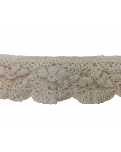 50 Cm Pasamanería Encaje Lana Mixta Groffed Elástico Beige Alto 6 Cm