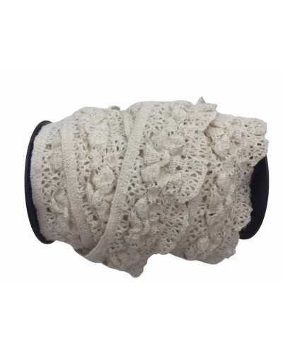 50 Cm Passementerie Dentelle Mixte Laine Groffée Élastique Beige Haut 6 Cm