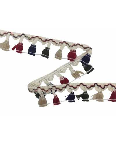50 Cm Passementerie Franges Laine Pompons Colorés Noeud 4 Cm De Haut