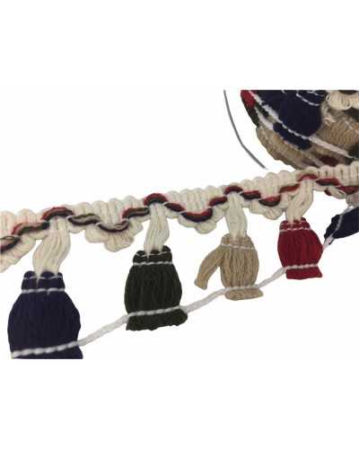 50 Cm Passementerie Franges Laine Pompons Colorés Noeud 4 Cm De Haut