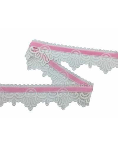 Passementerie Dentelle Macramè Bord Velours Coton Blanc 75 Mm De Haut