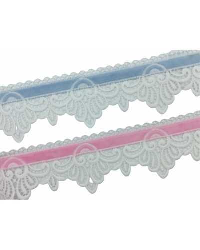 Macramè Lace Trimmings White Cotton Velvet Edge 75 Mm High