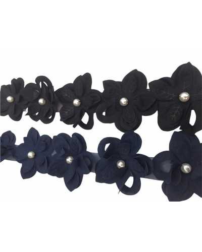 50 Cm Pasamanería Flores Cortadas Perla Alto 5 Cm