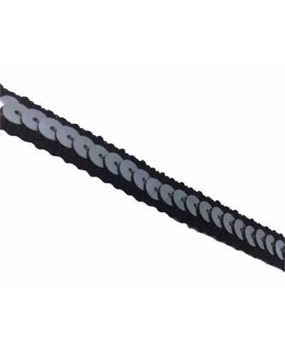 Trimmings Black Sequins Dark Silver High 1 Cm