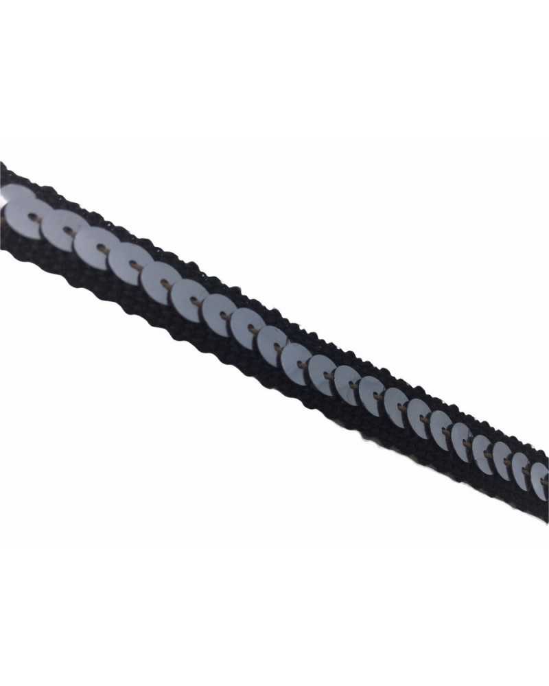 Besatz schwarze Pailletten dunkelsilber hoch 1 cm