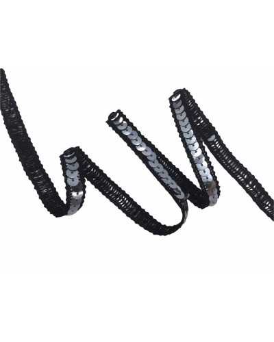 Trimmings Black Sequins Dark Silver High 1 Cm