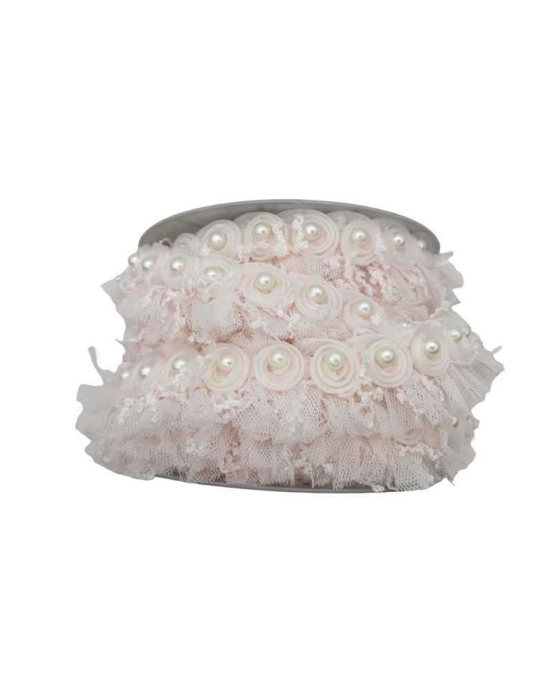 50 Cm Passementerie Mode Rouches Tulle Organza Perle Clou Haut 3 Cm