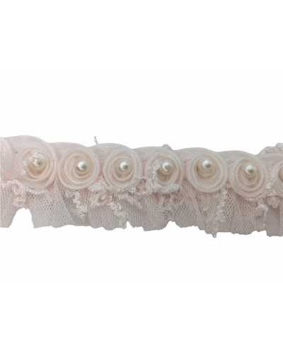 50 Cm Passementerie Mode Rouches Tulle Organza Perle Clou Haut 3 Cm
