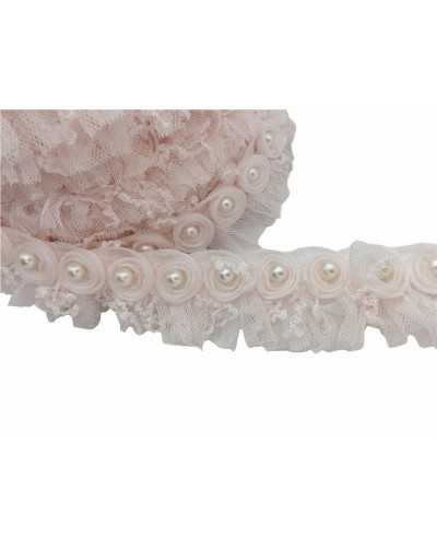 50 Cm Passementerie Mode Rouches Tulle Organza Perle Clou Haut 3 Cm