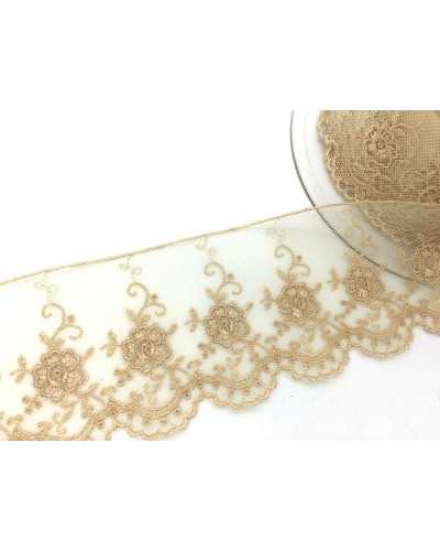 50 Cm Trimmings Tulle Lace Embroidered Flowers Scalloped 6 Cm High