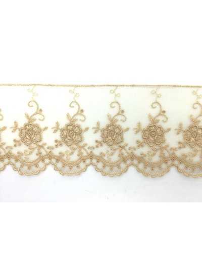 50 Cm Trimmings Tulle Lace Embroidered Flowers Scalloped 6 Cm High