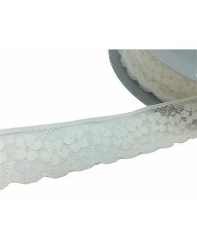 Besatz elastische Spitze Blumen Creme hoch 3 cm