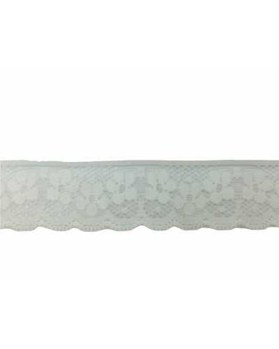 Passementerie Dentelle Élastique Fleurs Crème Haute 3 Cm