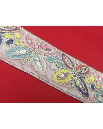 Pasamanería 50 Cm Separador De Galones Bordado Lentejuelas De 6 Cm De Alto