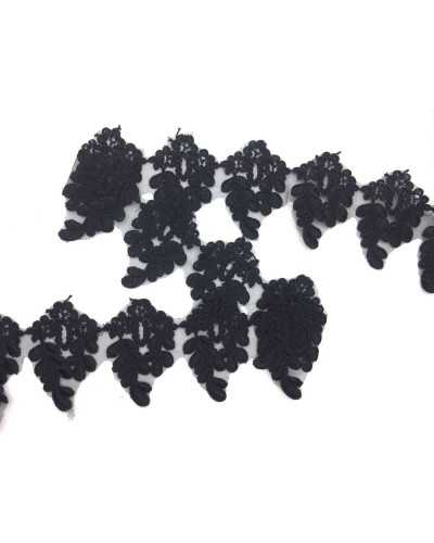 50 Cm Passementerie Rebrodè Dentelle Noir Découpe 75 Mm De Haut 10 Pièces