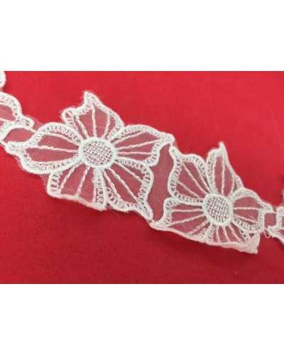 50 Cm Pasamanería Flor Organza Cobertor Blanco 5 Cm Alto