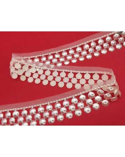 50 Cm Passementerie Blanche Frange Ronde Résine 5 Cm De Haut