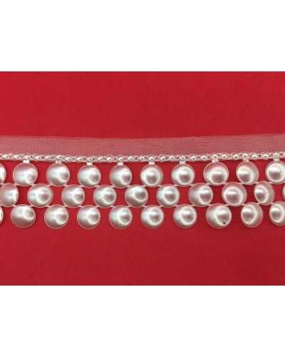 50 Cm Passementerie Blanche Frange Ronde Résine 5 Cm De Haut