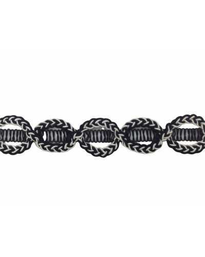 Trimmings copripunto Braided Bicolor Oval White Dark Blue High 25 Mm