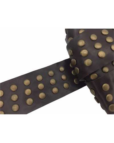 50 cm Besatzband Bordüre Kunstleder Nieten Stahl Bronze Höhe 40 mm