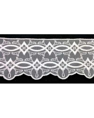 Lace Tulle Embroidered White Rhombus Cotton High 85 Mm