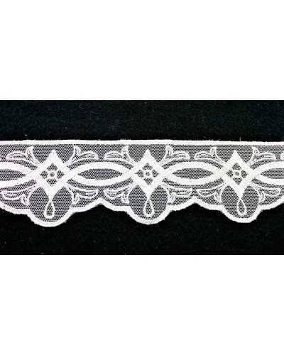 Passementerie Dentelle Tulle Blanc Broderie Losanges 45 Mm De Haut