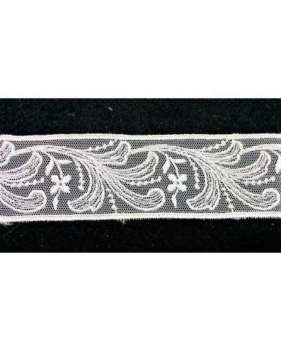 Dentelle Tulle Blanc Broderie Fleur Feuille Cloison 4 cm de haut