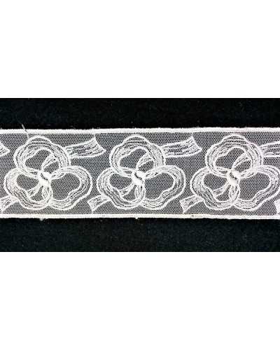 Embroidered tulle partition white flower design 5 cm high cut by 8 mt stok 
