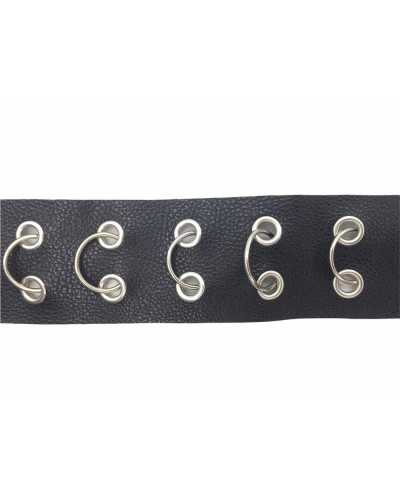 50 Cm Trimmings Studs Rings Silver Faux Leather Black High 4 Cm