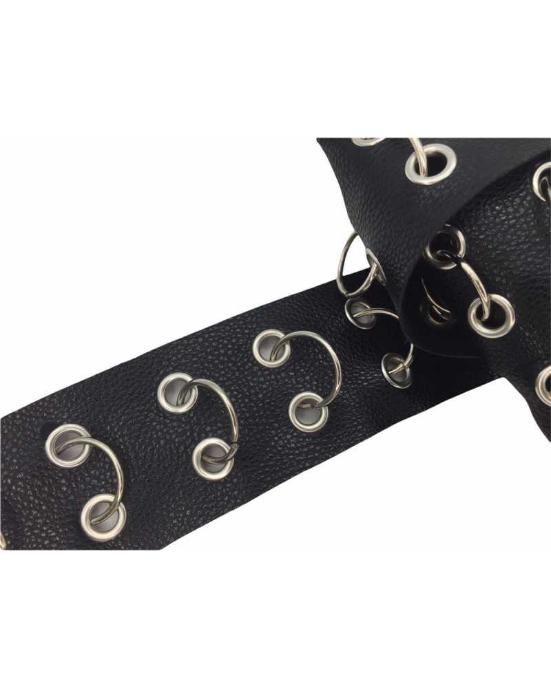 50 Cm Trimmings Studs Rings Silver Faux Leather Black High 4 Cm