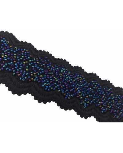 50 cm Passamaneria Molla Elastico Nero Perline Blu Alto Cm 5 Cinture