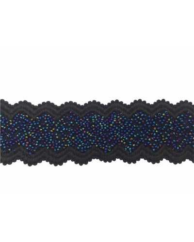 50 cm Passamaneria Molla Elastico Nero Perline Blu Alto Cm 5 Cinture