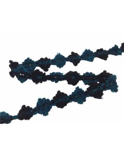 Pasamanería Lana Negra Teal Diseño Rombo 3 Cm Alto