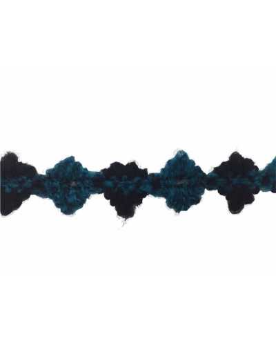 Passementerie Laine Noir Sarcelle Design Losange 3 Cm De Haut